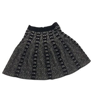 Anthropologie Moth Skirt Womens S Black Textured Boucle Knit A Line Flares Zip